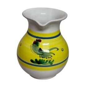 Mimmo Nuzzo Made In Italy MVS Rooster Pitcher Yellow Green 7.25"